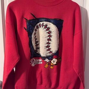 Vintage 90’s Mickey Mouse Baseball Crewneck Sweatshirt- Adult Small